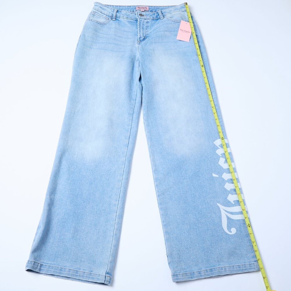 Juicy Couture NWT Low Rise Abbot Side Seam Logo Indigo Light Wash 9/29 y2k - Picture 9 of 12